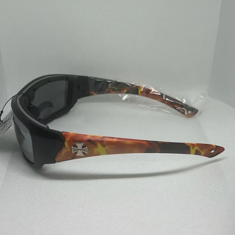 Choppers Padded Flame Mirrored Lens Sunglasses